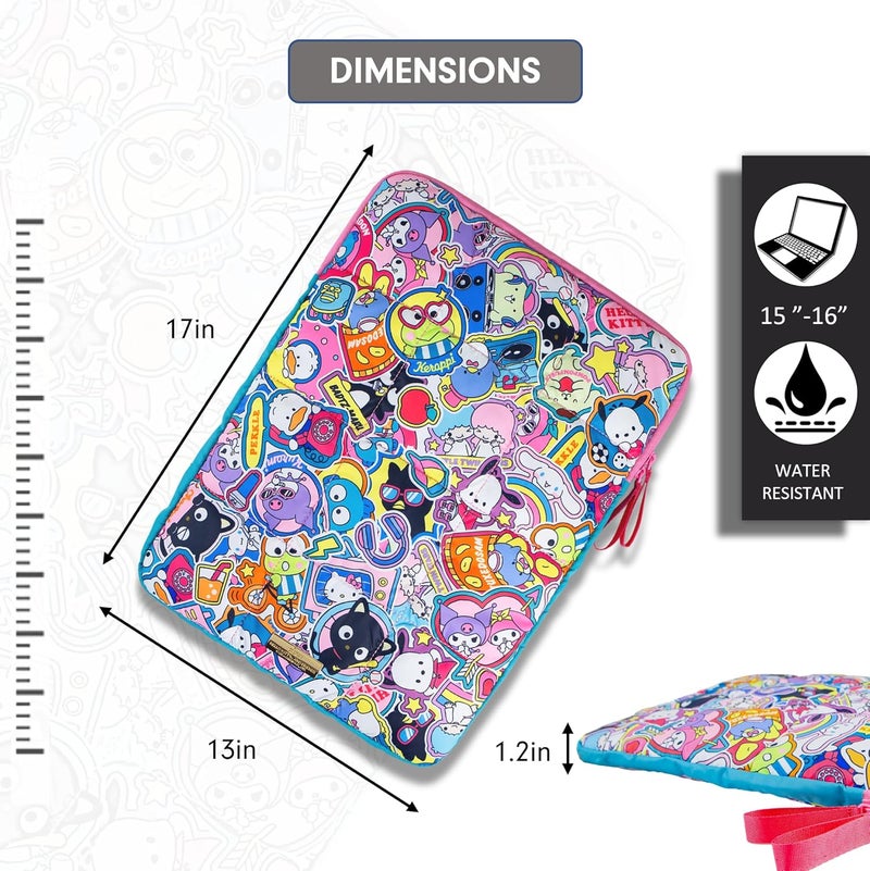 Sonix x Sanrio | Puffy Laptop Sleeve | 15-16 Inch, Quilted Pillow Puffer Laptop Carrying Case, Computer Sleeve | Hello Kitty & Friends Stickers - Image 4